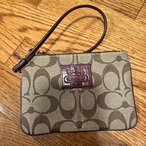 Coach Brown Signature Wristlet
